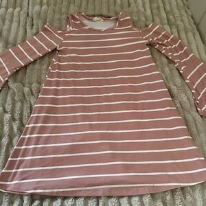 btween Pink and White Striped Kids Dress